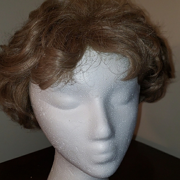 Blonde Brownish Short Light Waves Hair Style Average Size 21"-23" Lace Cap Wig